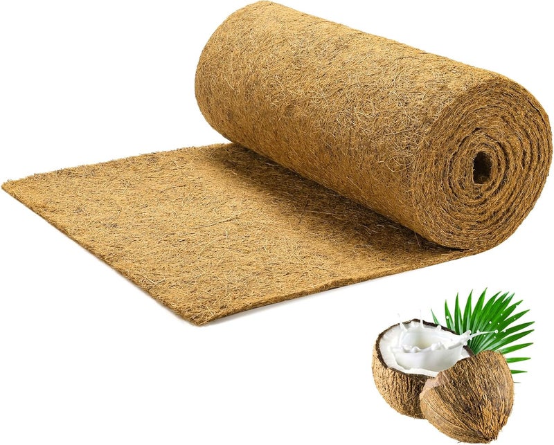 Dovesail Coco Liner Roll 16x120 Inch, Natural Coconut Liners for Planter Flower Basket, Thick Coco Fiber Mat for Hanging Basket, Garden Decoration, Animal Pet Pads, Reptile Carpet (16 x 120 inch) - Image 1